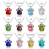 Pet Paw Monthly Rhinestone Necklace